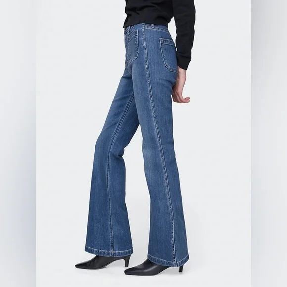 GAP 'High-Rise 70s Flare' Medium Wash Jeans with Front Pockets - Size 29 - Picture 2 of 16